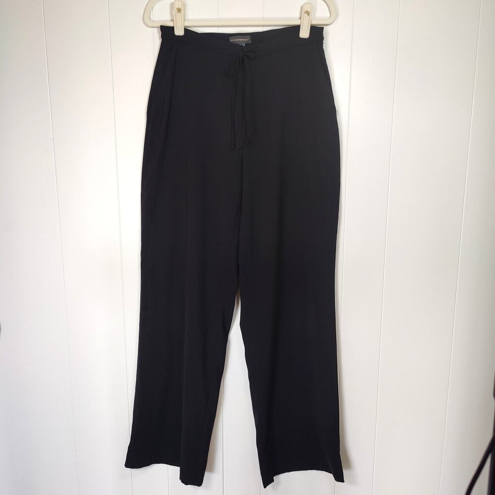 Banana Republic Black Work Pants Split Hem Tailored Capsule Wardrobe 10 M